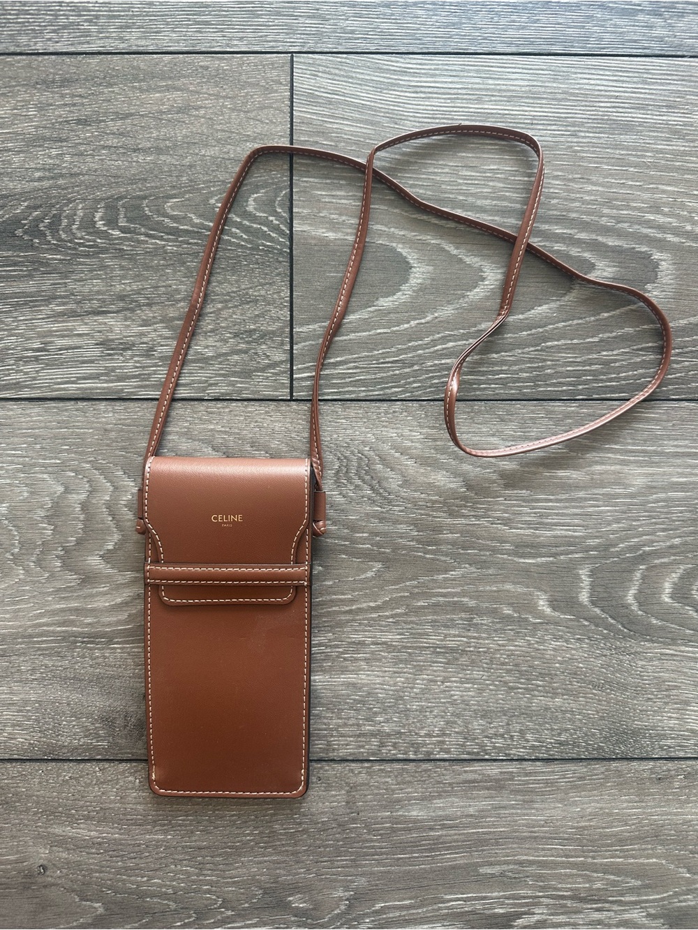 Celine Brown Leather Crossbody Phone/ sunglasses Pouch